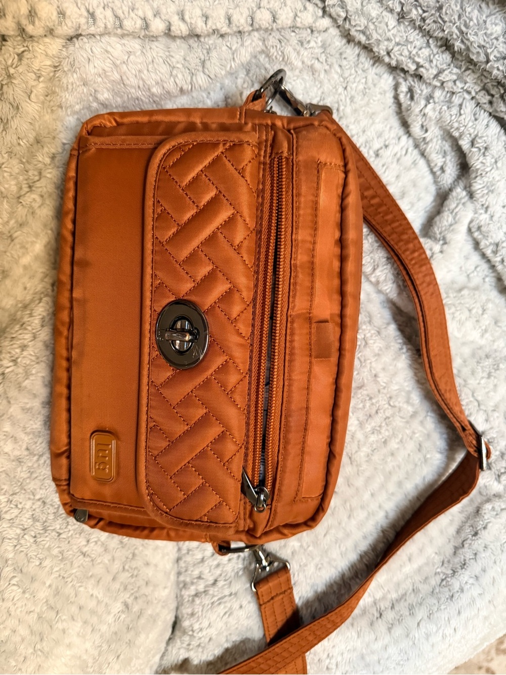 lug Quilted Orange Messenger Crossbody Bag